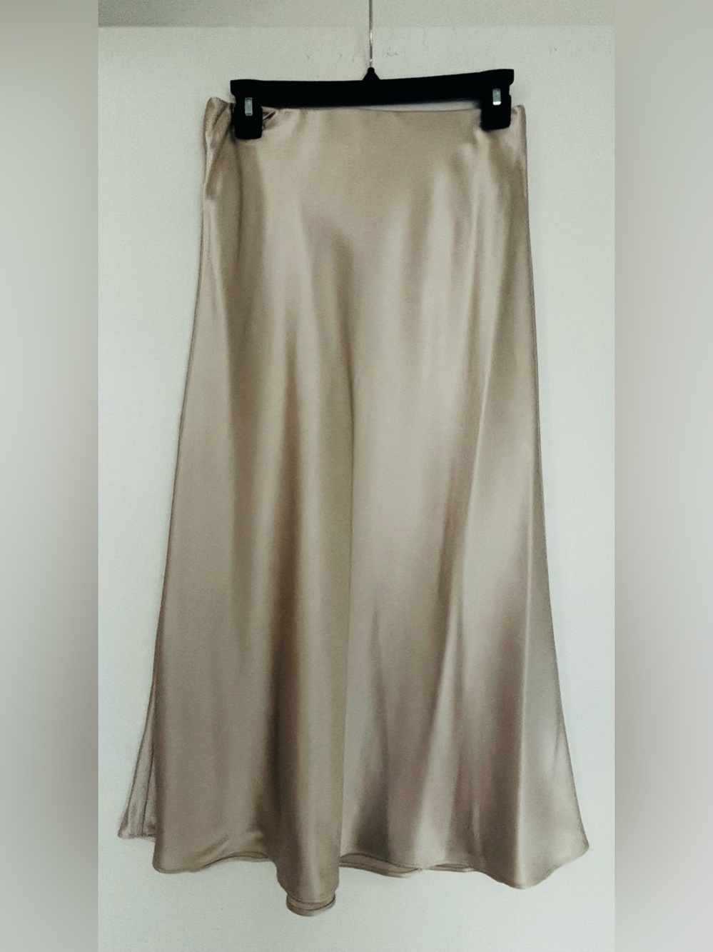 INTERMIX Satin Maxi Skirt in Champagne